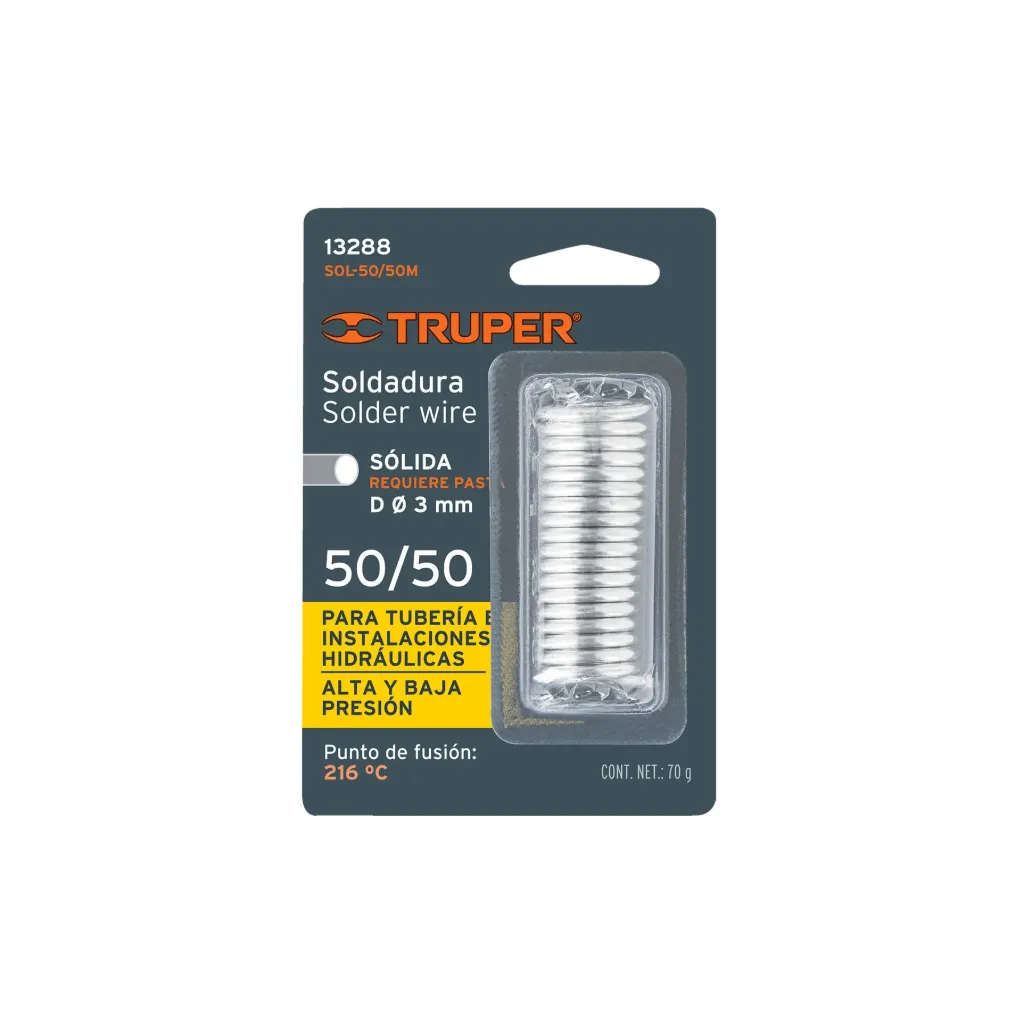 Mini soldadura sólida 50/50 para tubería hidráulica, 70 g, 
