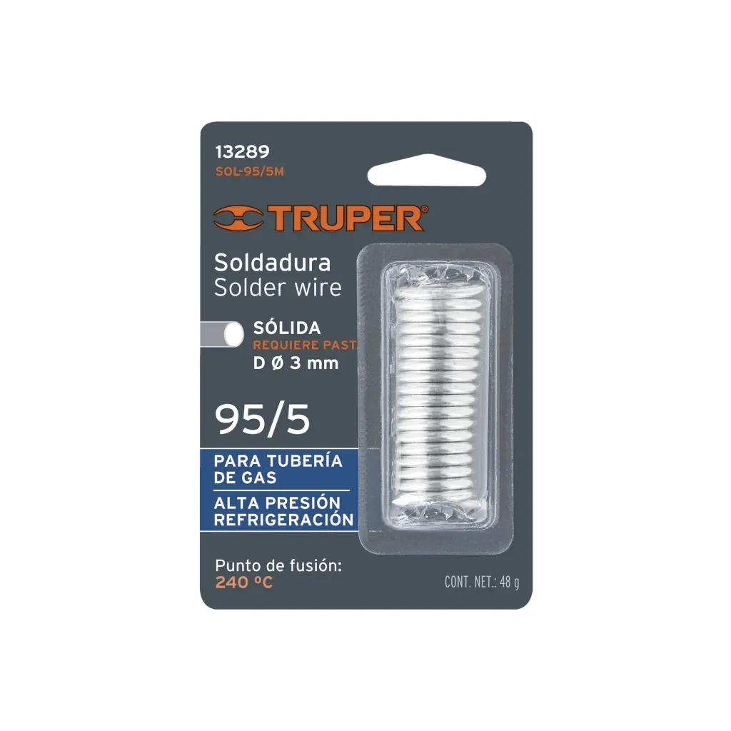 Mini soldadura sólida 95/5 para tubería de gas, 48 g, 
