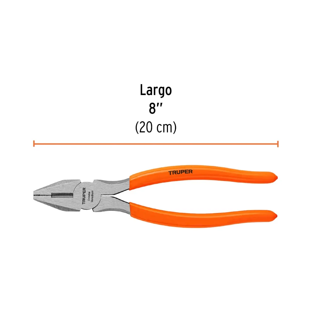 Pinza para electricista 8' mango de PVC, Truper, 