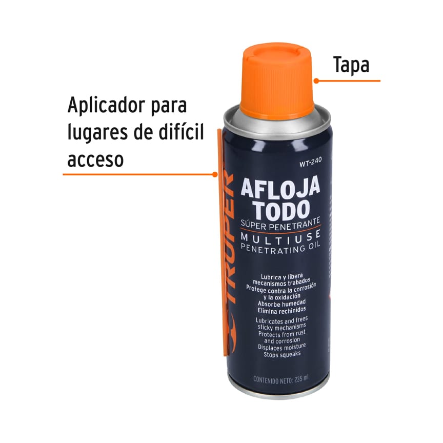 Lubricante multiusos en aerosol, 235ml (8oz), TRUPER, 