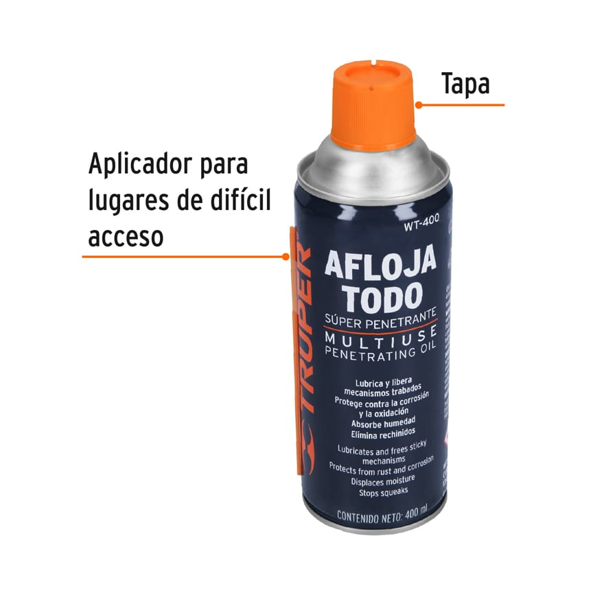 Lubricante multiusos en aerosol, 400ml (14oz), TRUPER, 