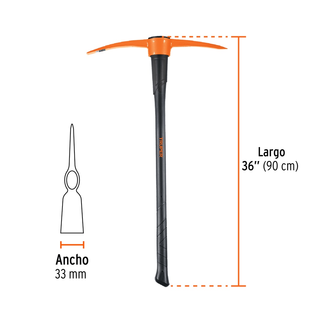 Zapapico 5 lb, mango fibra de vidrio 36', Truper, 