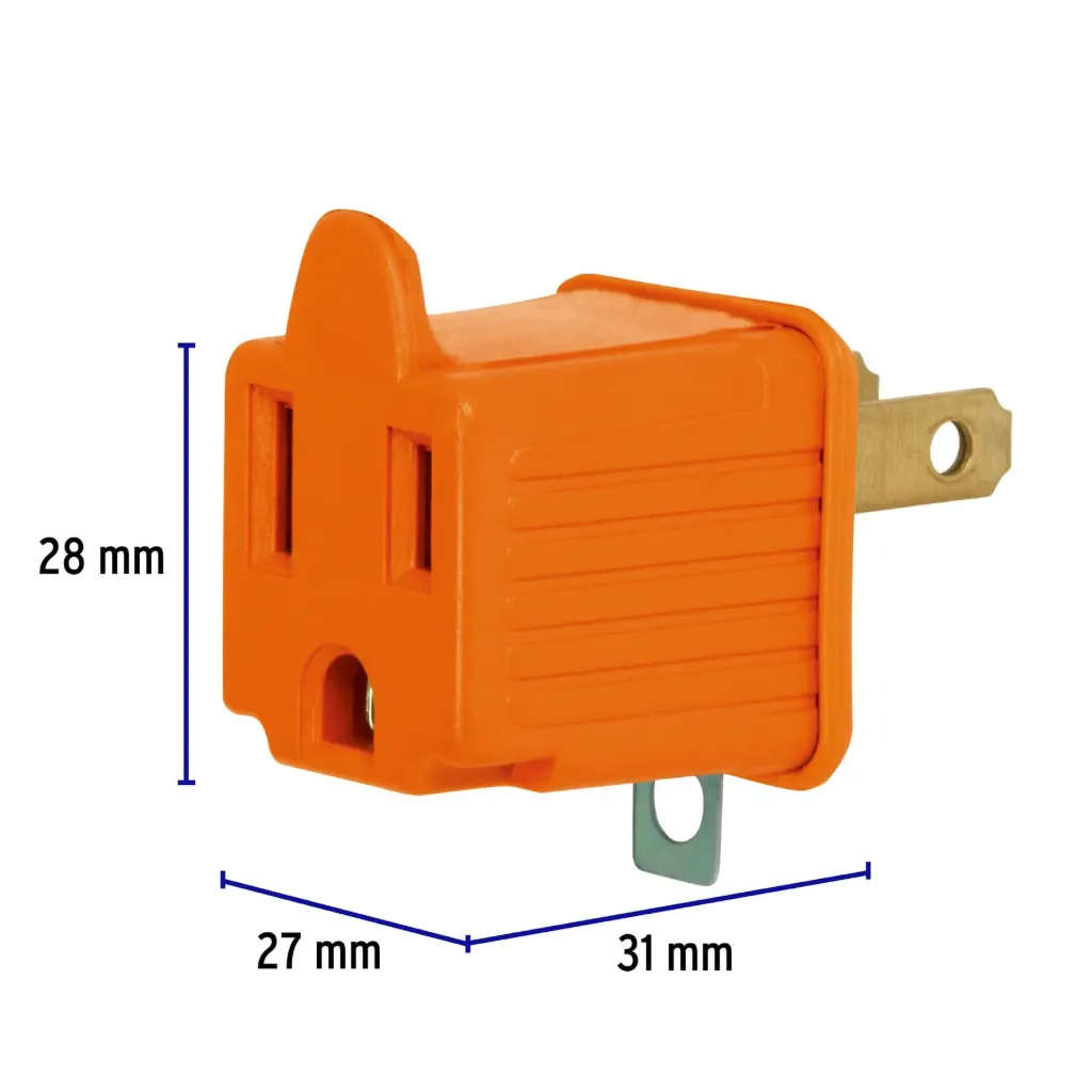 [46256-AD-32N-G] Adaptador 3 a 2, naranja, a granel, Volteck, 