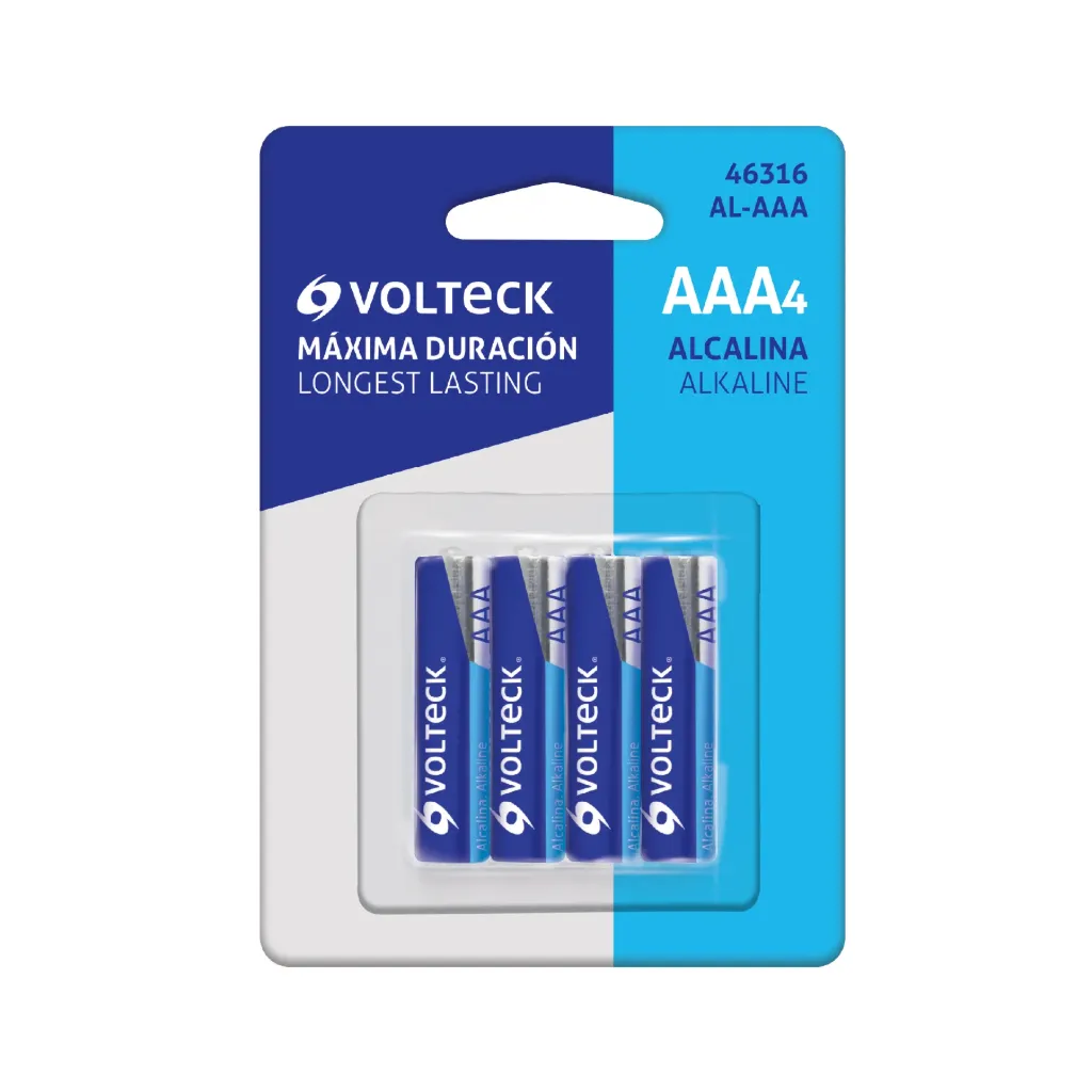 Blíster con 4 pilas alcalinas AAA, VOLTECK, 