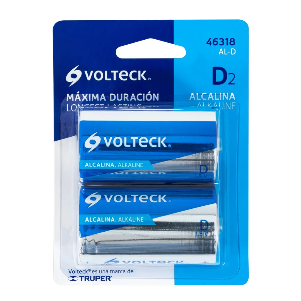 Blíster con 2 pilas alcalinas D, VOLTECK, 