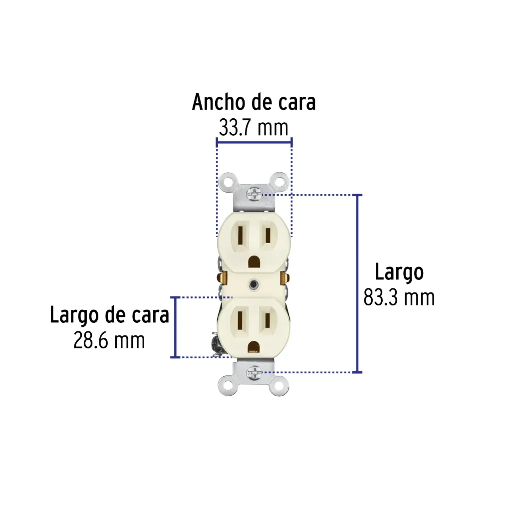[46102-CODO-S] Contacto dúplex, 2 polos 3 hilos, Standard, marfil, Volteck, 