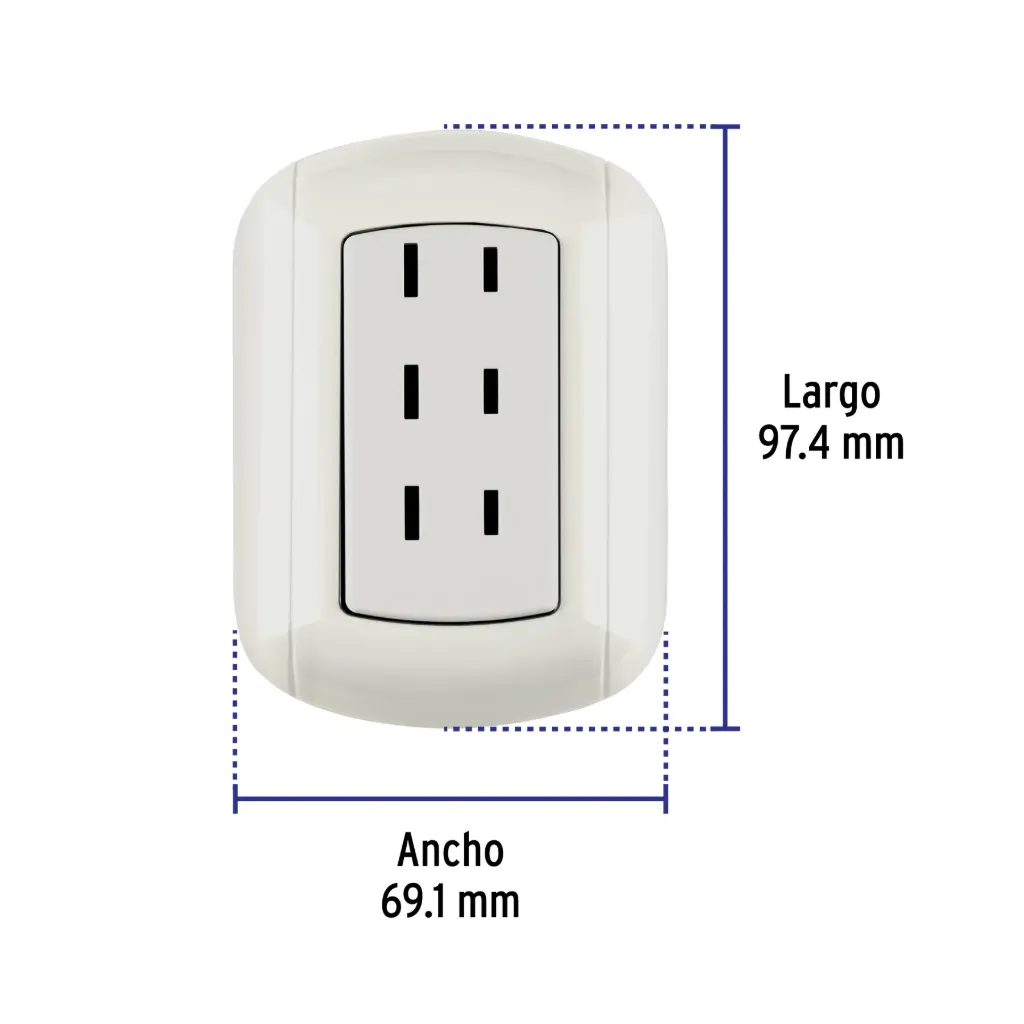 Contacto de sobreponer triple sin tierra, Volteck, 