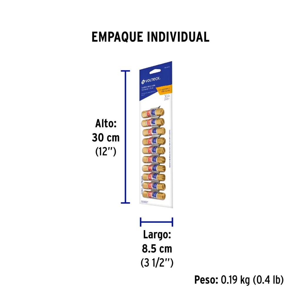 [46087-FUS-30A-D] Fusible 30 A con agarradera, despachador con 10 piezas, 