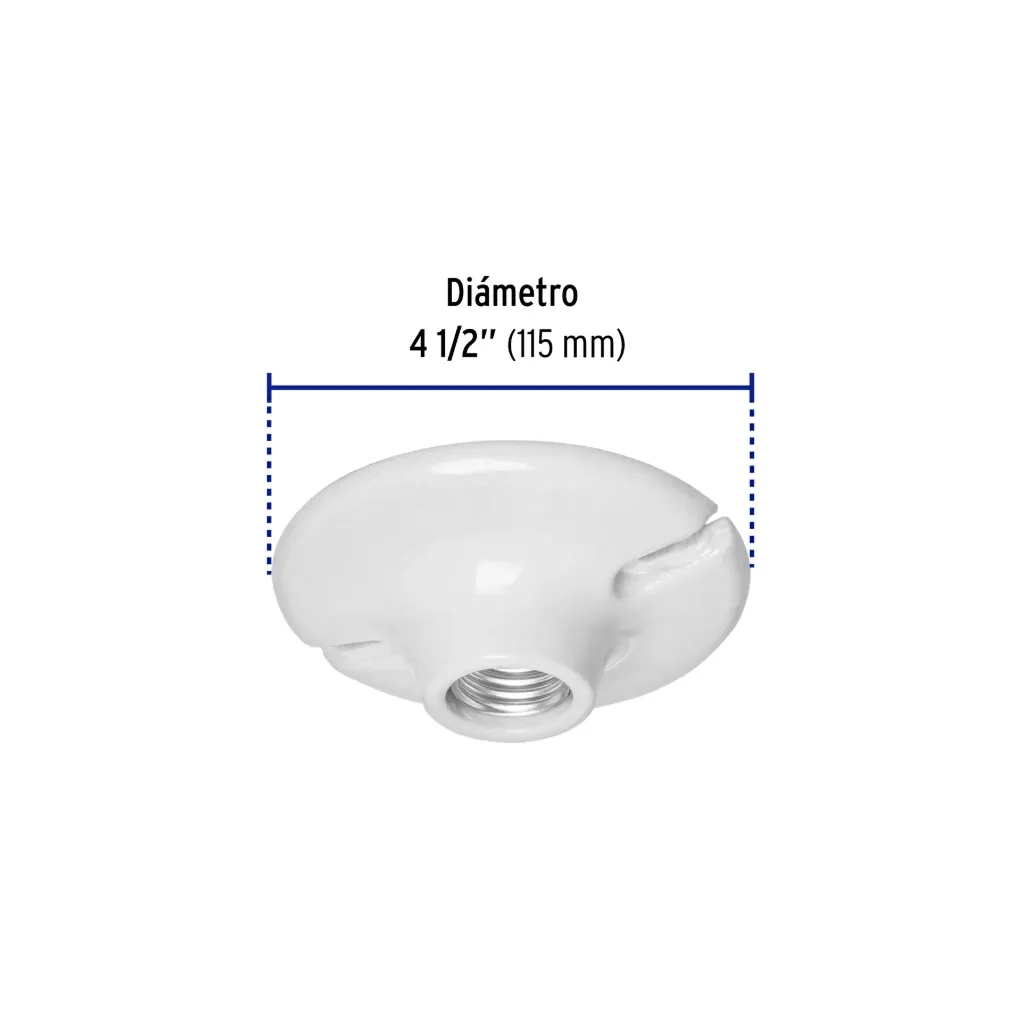 [46524-POPO-18] Portalámpara de porcelana, 4-1/2', redonda, Volteck, 