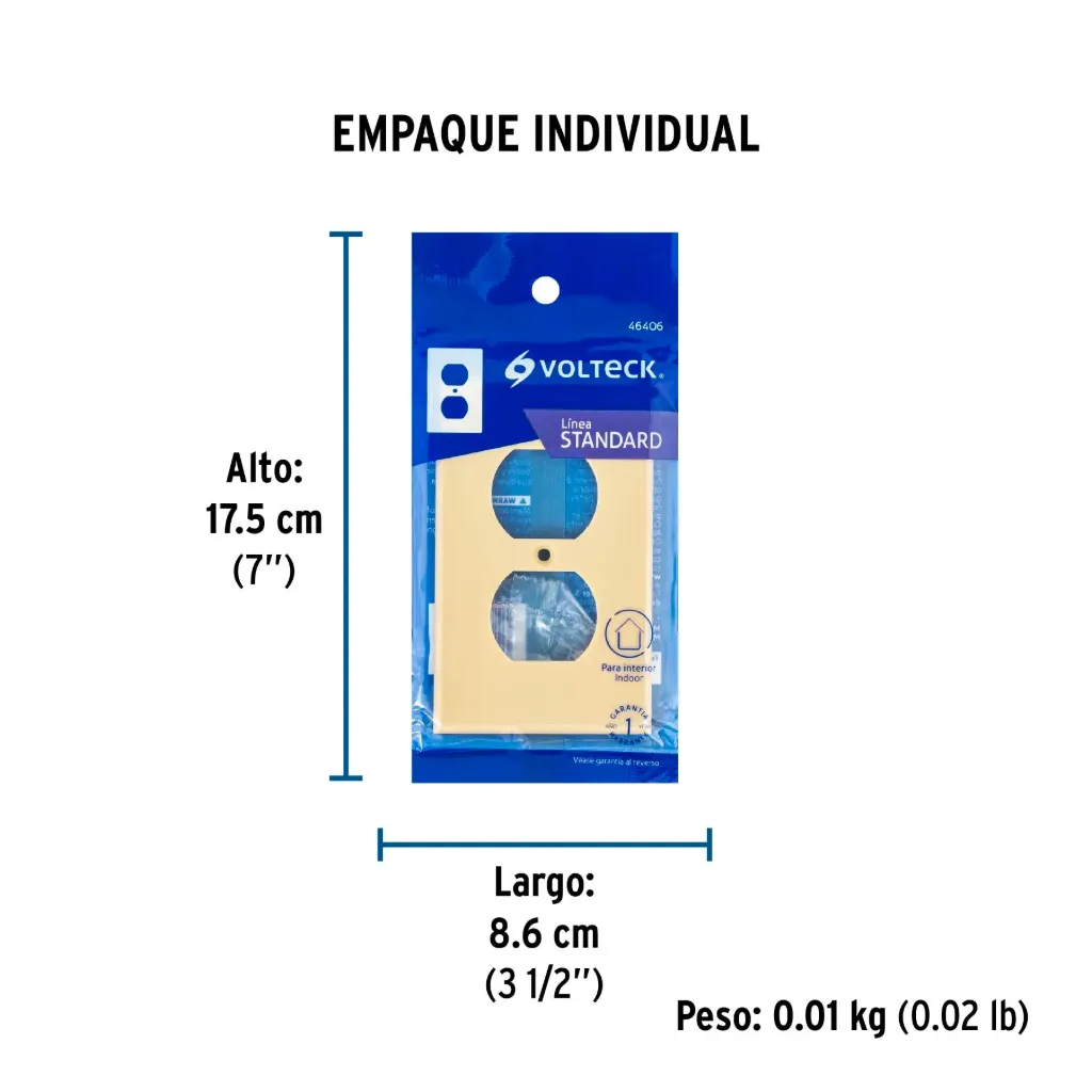 Placa de ABS dúplex, Standard, marfil, Volteck, 