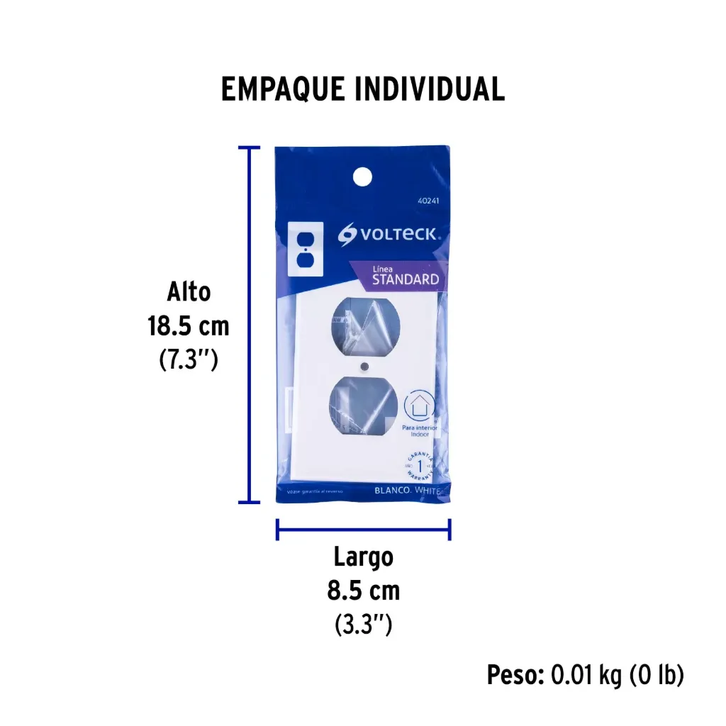 [40241-PPDO-SB] Placa de ABS dúplex, Standard, blanco Volteck, 