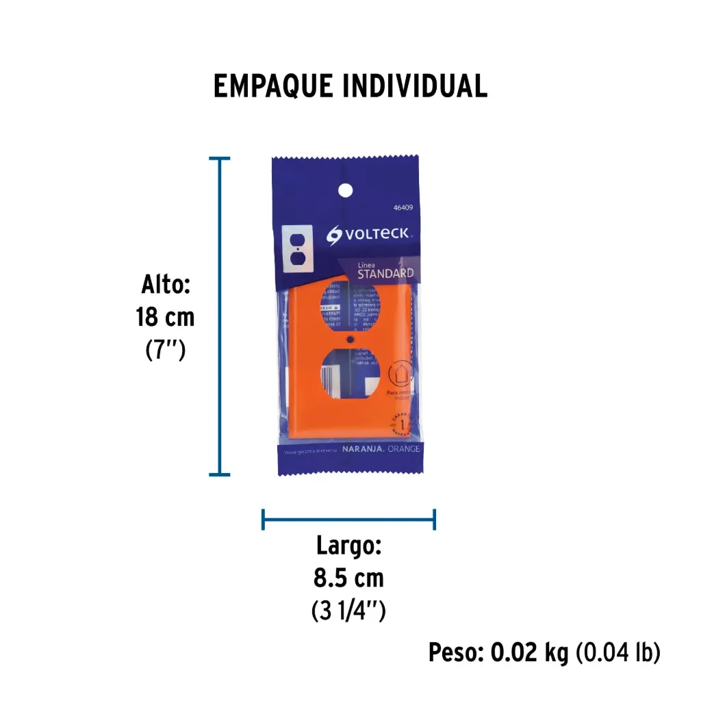 [46409-PPDO-TAS] Placa para contacto dúplex tierra aislada, línea estándar, 
