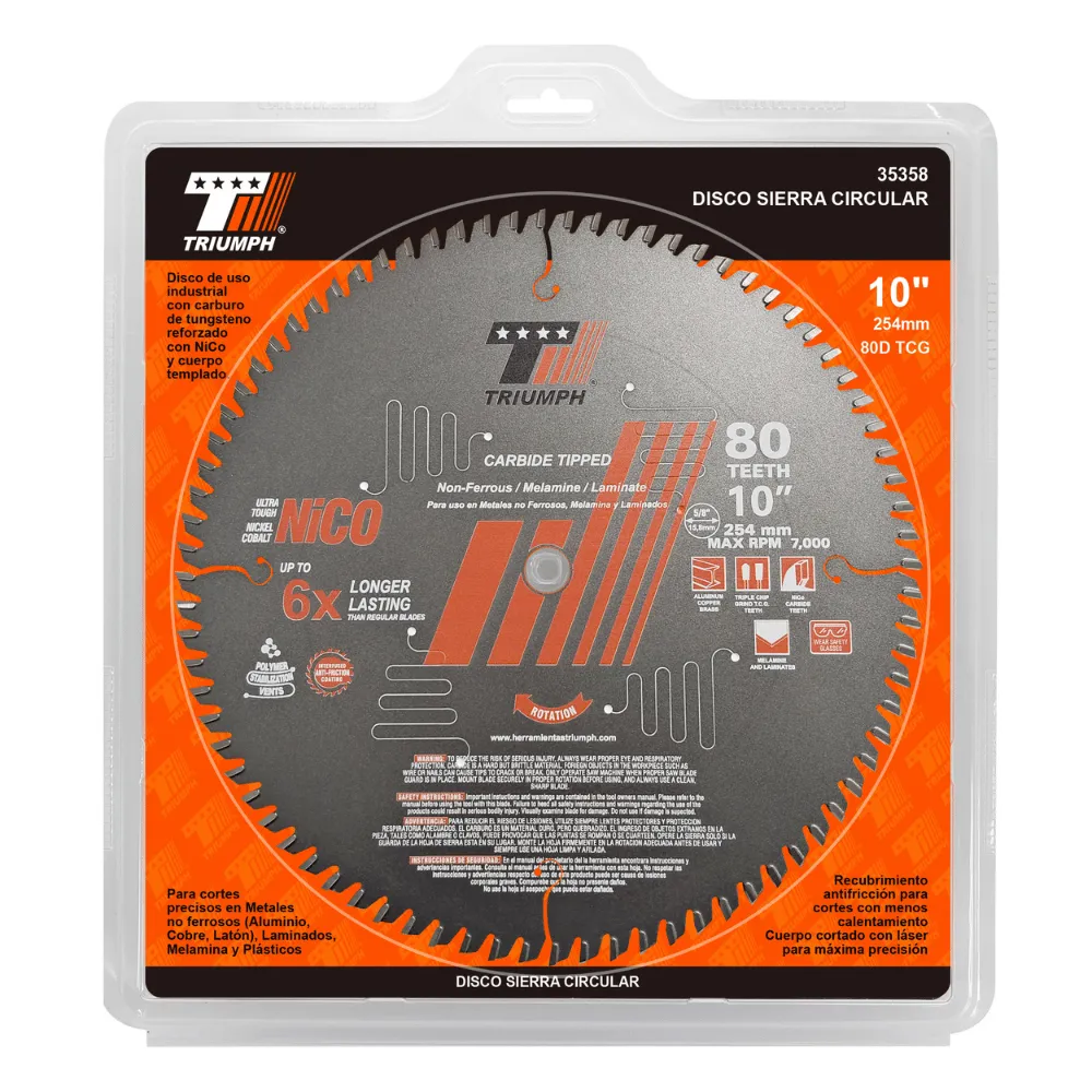SIERRA CIRCULAR 10" X 80D TCG ULTRA ALUMINIO Y MELANINA, 1 PZA