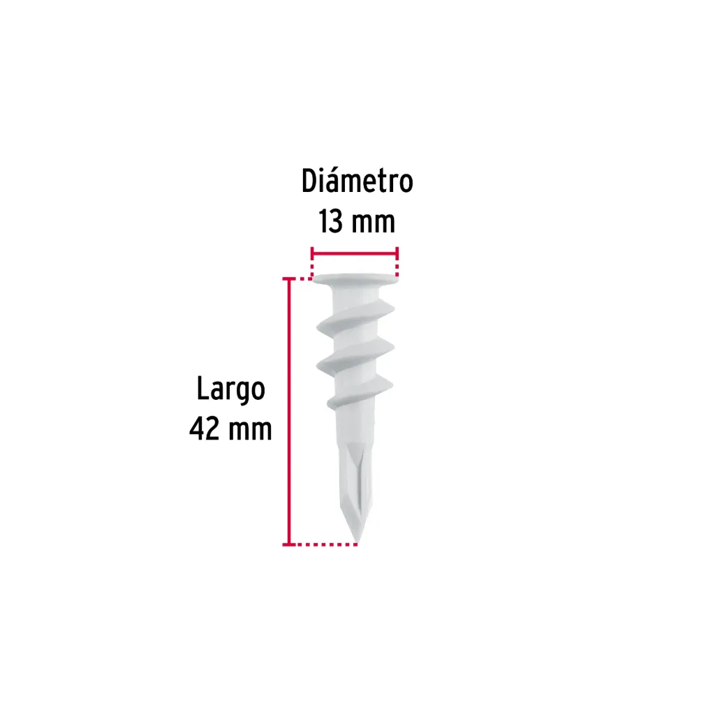 [40760-TAQ-1/2TPA] Bolsa c/20 taquetes plásticos 1/2', p/panel de yeso, FIERO,