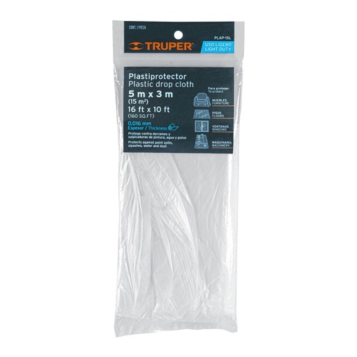 [11109-PLAP-15L] Plastiprotector 5 x 3 m, uso ligero, Truper, 