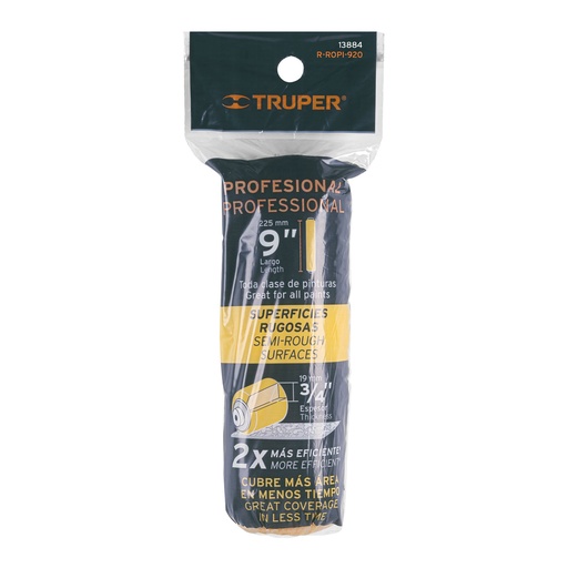[13884-R-ROPI-920] Felpa para rodillo 9' x 3/4' superficies rugosas, Truper, 