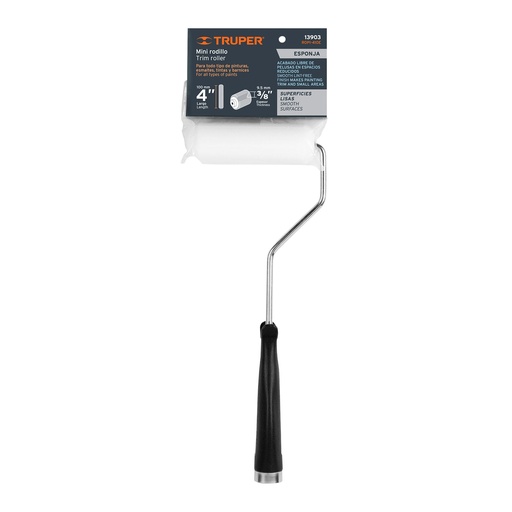 [13903-ROPI-410E] Mini Rodillo para pintar 4' x 3/8' de esponja, Truper, 