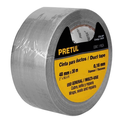 [20529-CDU-30P] Cinta para ducto 30m x 48mm, espesor 0.16mm, Pretul, 