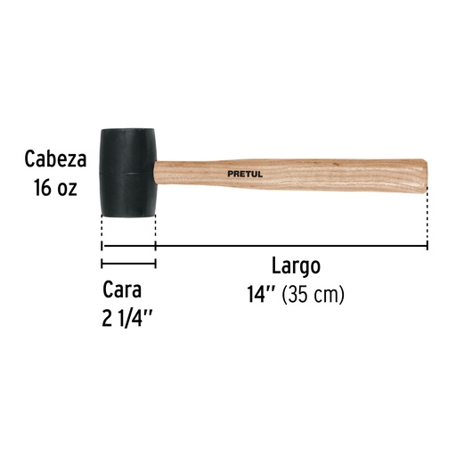 [20566-MH-16P] Mazo de hule, 16 oz, Pretul, 