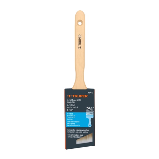 [13340-BRT-2-1/2AS] Brocha cerdas sintéticas 2-1/2' corte angular, mango madera, 