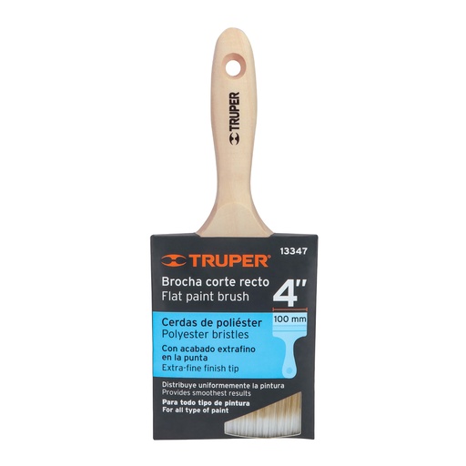 [13347-BRT-4S] Brocha cerdas sintéticas 4' corte recto, mango de madera, 