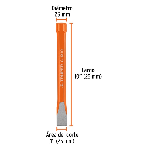 [12163-C-1X10] Cincel de corte frío de 1 X 10', Truper, 