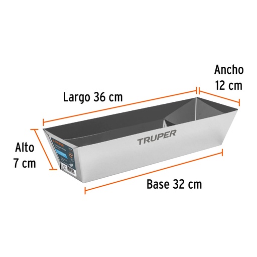 [100798-CHAR-12] Charola de 12' de acero inoxidable para mezcla, Truper, 