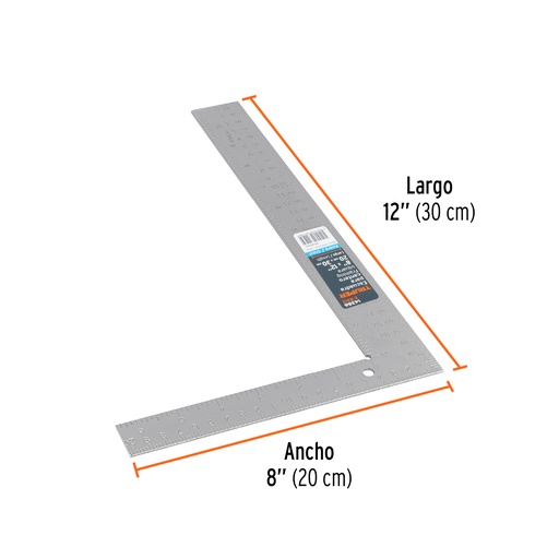 [14386-E-8X12] Escuadra 8'x12' de acero para cantero, Truper, 