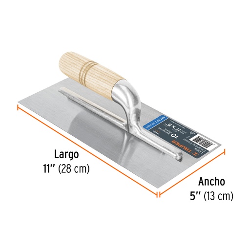[15400-LLM-11] Llana 11' canto recto, 10 remaches, mgo madera, Truper, 