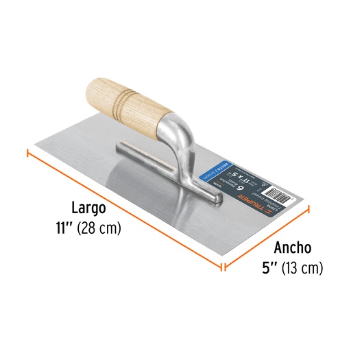 [15406-LLM-6L] Llana 11' canto recto, 6 remaches, mgo madera, Truper, 