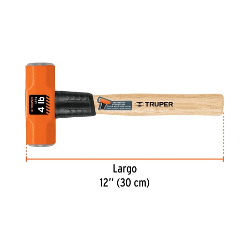 [16508-MD-4M] Marro octagonal 4 lb, mango de madera 12', Truper, 