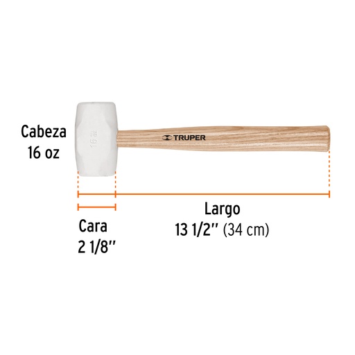 [16931-MH-16] Mazo de hule 16 oz, Truper, 