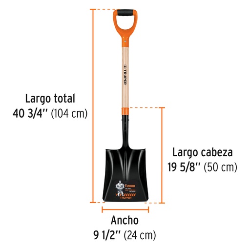 [17161-PCY-P] Pala cuadrada T-2000, puño 'Y', Truper, 