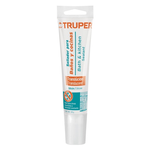 [18567-SIL-85BCT] Sellador translúcido para baños y cocinas, 85 g, Truper, 