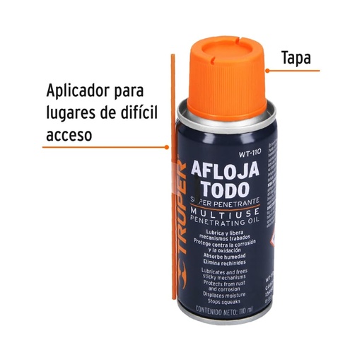 [13468-WT-110] Lubricante multiusos en aerosol, 110ml (4oz), TRUPER, 
