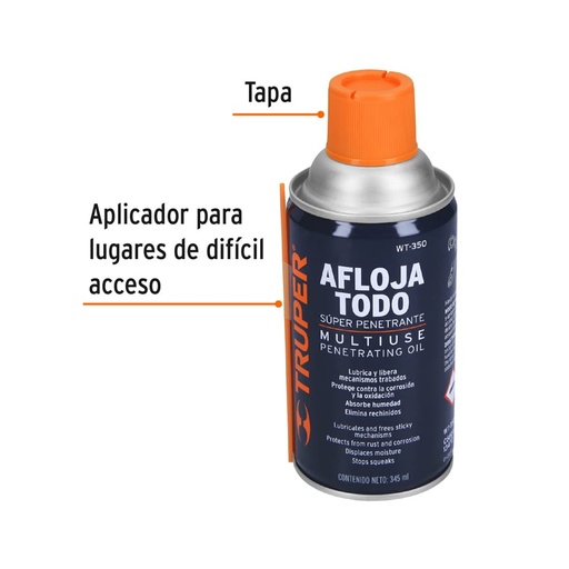 [13470-WT-350] Lubricante multiusos en aerosol, 345ml (12oz), TRUPER, 